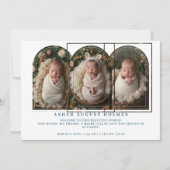 Blue Elegant 3-Photo Collage Arch Newborn  Aankondiging (Voorkant)