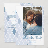 Blue Elegant Abstract Photo Sophisticated Wedding  Save The Date (Voorkant / Achterkant)