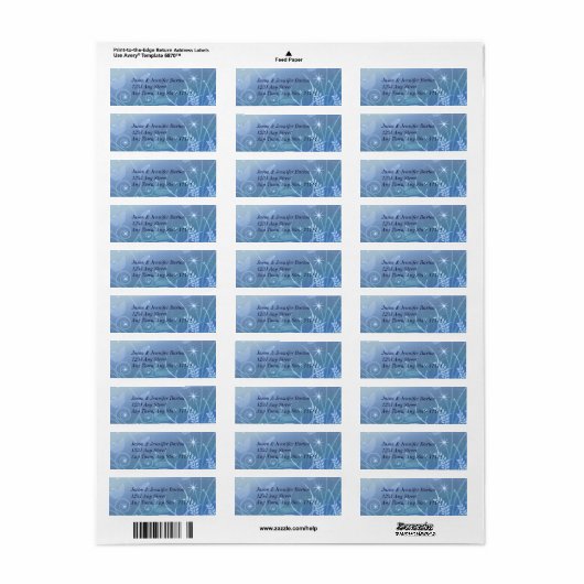 Blue Elegant Adresetiketten met Sterren Etiket (Full Sheet)
