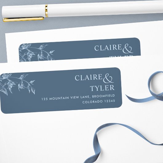 Blue Elegant Chic Wedding Label