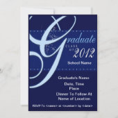 Blue Elegant Class of 2012 Graduation Invitations Kaart (Voorkant)