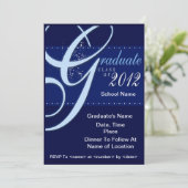 Blue Elegant Class of 2012 Graduation Invitations Kaart (Staand voorkant)