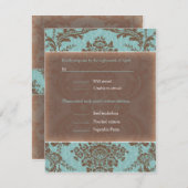 Blue Elegant Damask bruiloft RSVP (Voorkant / Achterkant)