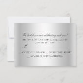 Blue Elegant Damask Engagement Party RSVP Kaart (Achterkant)
