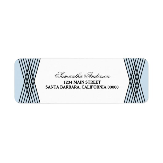Blue Elegant Deco Adresetiketten Etiket (Voorkant)