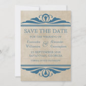 Blue Elegant Deco Save the Date Invite (Voorkant)
