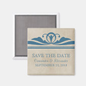 Blue Elegant Deco Save the Date Magnet (Voorkant / Achterkant)