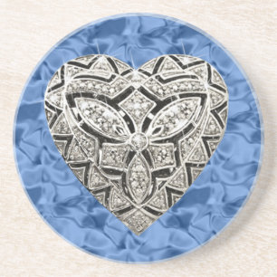 Blue Elegant Designer Heart Onderzetter