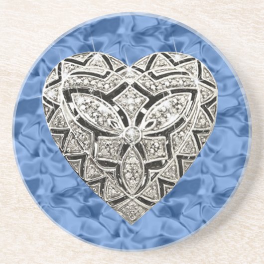 Blue Elegant Designer Heart Onderzetter (Voorkant)