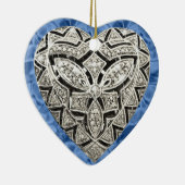 Blue Elegant Designer Heart Ornament (Rechts)