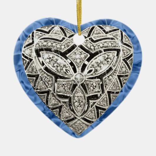 Blue Elegant Designer Heart Ornament (Voorkant)