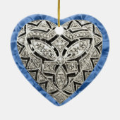 Blue Elegant Designer Heart Ornament (Achterkant)