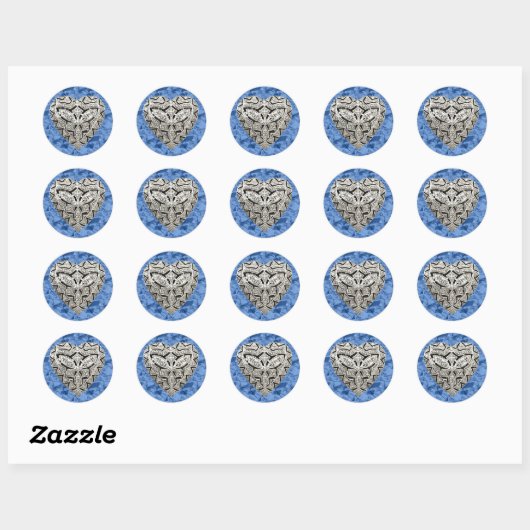 Blue Elegant Designer Heart Stickers (Vel)