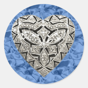 Blue Elegant Designer Heart Stickers