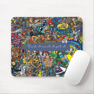 Blue Elegant Doodle Art Motivatie Quote Muismat