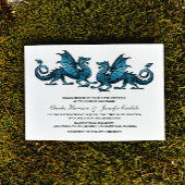Blue Elegant Dragon Wedding Invite Kaart