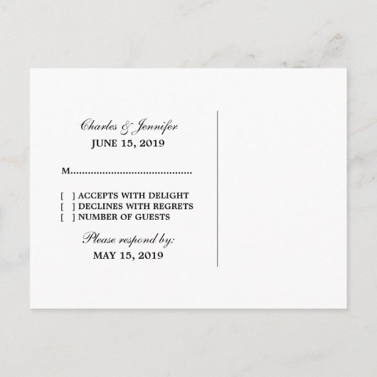 Blue Elegant Dragons Response Briefkaart (Achterkant)