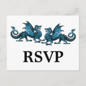 Blue Elegant Dragons Response Briefkaart (Voorkant)