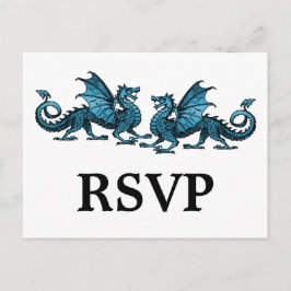 Blue Elegant Dragons Response Briefkaart