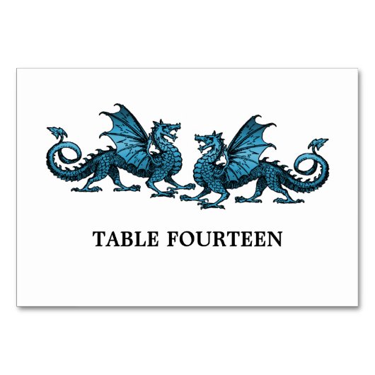 Blue Elegant Dragons Table Kaart (Achterkant)
