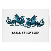 Blue Elegant Dragons Table Number Kaart (Voorkant Horizontaal)
