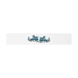 Blue Elegant Dragons Wedding Belly Bands Uitnodigingen Wikkel