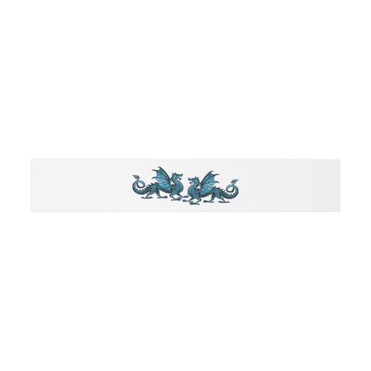 Blue Elegant Dragons Wedding Belly Bands Uitnodigingen Wikkel (Vlak)