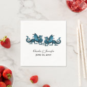 Blue Elegant Dragons Wedding Paper Napkins Servet (Insitu)