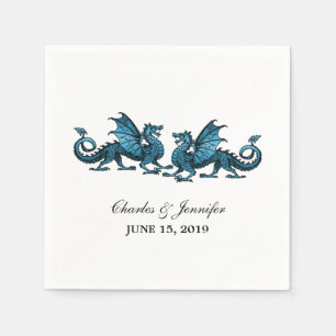 Blue Elegant Dragons Wedding Paper Napkins Servet