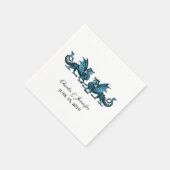 Blue Elegant Dragons Wedding Paper Napkins Servet (Hoek)