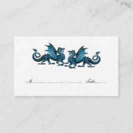 Blue Elegant Dragons Wedding Place Card Plaatskaartje