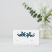 Blue Elegant Dragons Wedding Place Card Plaatskaartje (Staand voorkant)