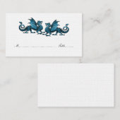 Blue Elegant Dragons Wedding Place Card Plaatskaartje (Voorkant / Achterkant)