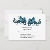 Blue Elegant Dragons Wedding Response Kaart (Voorkant)