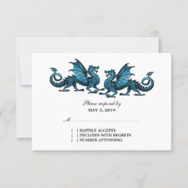 Blue Elegant Dragons Wedding Response Kaart