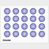 Blue Elegant Faux Glitter Kerstmis Snowflake Ronde Sticker (Vel)