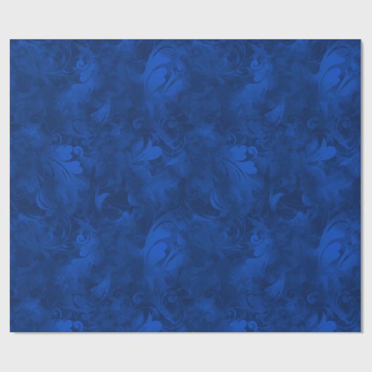 Blue Elegant Feather Pattern Cadeaupapier (Vlak)