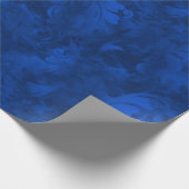 Blue Elegant Feather Pattern Cadeaupapier (Hoek)