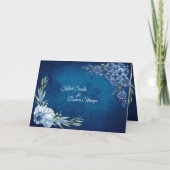 Blue Elegant floral summer wedding Bedankkaart (Achterkant)