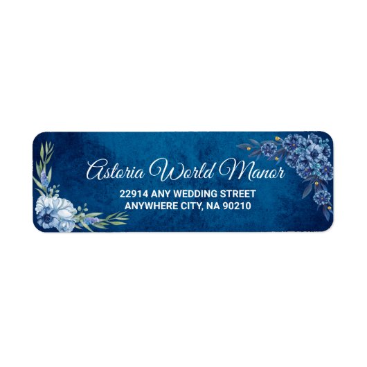 Blue Elegant floral summer wedding Etiket (Voorkant)