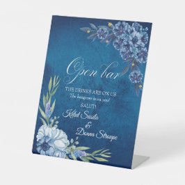 Blue Elegant floral summer wedding Reclamebord Met Voetstuk