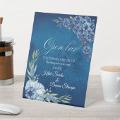 Blue Elegant floral summer wedding Reclamebord Met Voetstuk (Insitu)