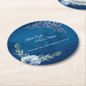 Blue Elegant floral summer wedding Ronde Kartonnen Onderzetter (Gebogen)