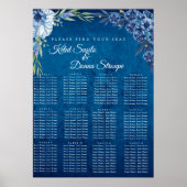 Blue Elegant floral summer wedding seating chart  Poster (Voorkant)