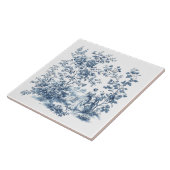 Blue Elegant Floral Toile Vintage Design Tegeltje (Zijkant)