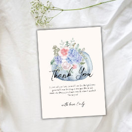 Blue Elegant Flower Pumpkin Herfst Baby shower Bedankkaart