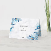 Blue Elegant flower summer wedding Bedankkaart (Achterkant)