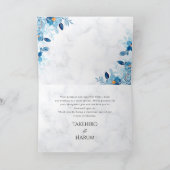 Blue Elegant flower summer wedding Bedankkaart (Binnen)