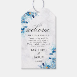 Blue Elegant flower summer wedding Cadeaulabel