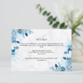 Blue Elegant flower summer wedding Informatiekaartje (Staand voorkant)